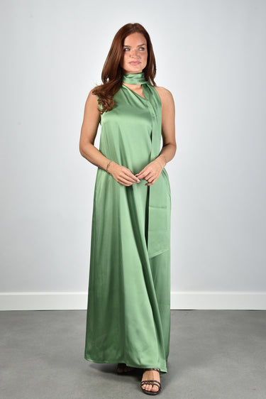 Sea Me Happy dress Lauri Satin Crepe matcha – Marjon Snieders