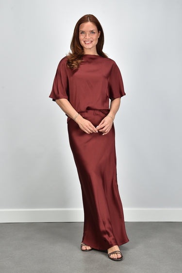 Sea Me Happy skirt Ayda Satin Crepe cacao