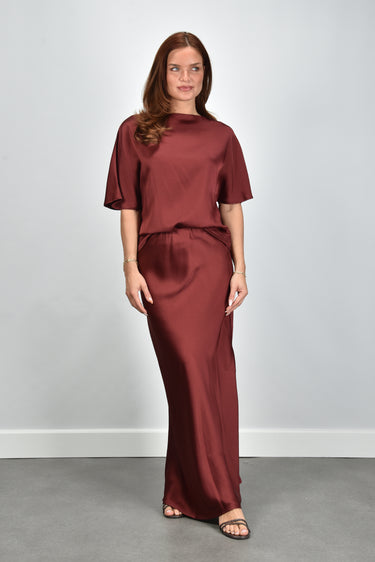 Sea Me Happy top Mercedes Satin Crepe cocoa