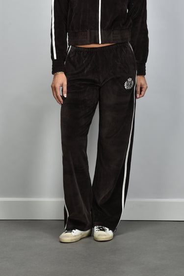 Sporty & Rich broek NY Crest Velour PA02265243BR03 chocolate