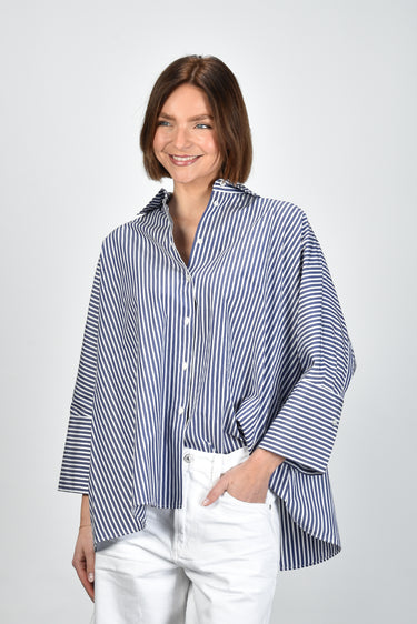 Weekend Max Mara blouse Hudson 045 navy pinstripes