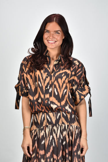 Zimmermann blouse Aster Relaxed Shirt 8466TSS261 charcoal ikat