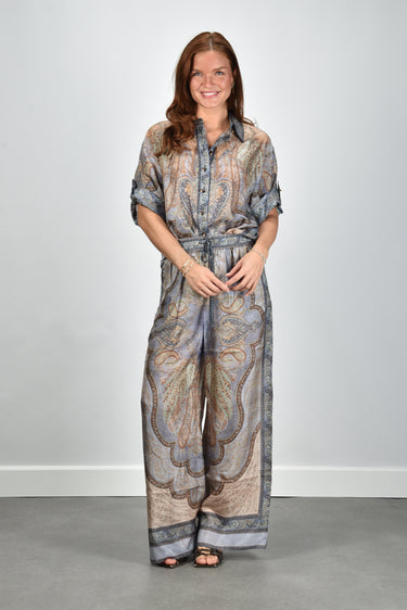 Zimmermann blouse Wanderlust Short Sleeve 8624TRS262 tapestry blue multi