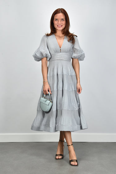 Zimmermann Pleated Midi Dress 3905DS26R steel blue – Marjon Snieders Zimmermann Pleated Midi Dress 3905DS26R steel blue – Marjon Snieders
