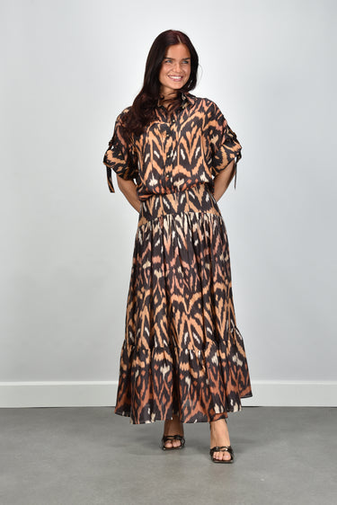 Zimmermann rok Aster Midi Skirt 8467SSS261 charcoal ikat
