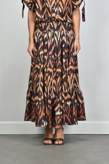 Zimmermann rok Aster Midi Skirt 8467SSS261 charcoal ikat