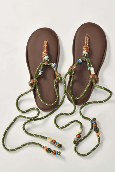 Flowze sandalen Flo/Twin with beads 541663022 brown military/green
