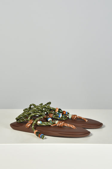Flowze sandalen Flo/Twin with beads 541663022 brown military/green