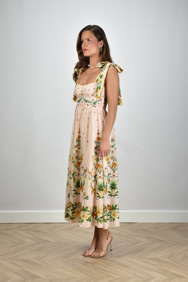 farm rio pink botanical dress FARM Rio Botanical Beauty Midi Dress in Multi