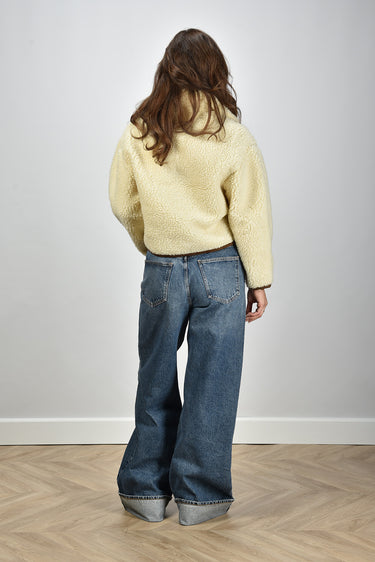 Marant Etoile cropped jacket Marie with high neck Ecru