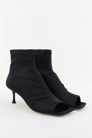 Low Heel Black Peep Toe Ankle Boots Morobe Mid-heel Ankle Boots
