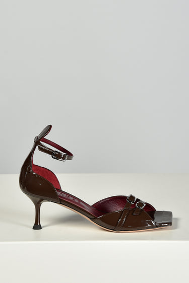 Morobe sandals ANNIE 09 chocolate patent leather