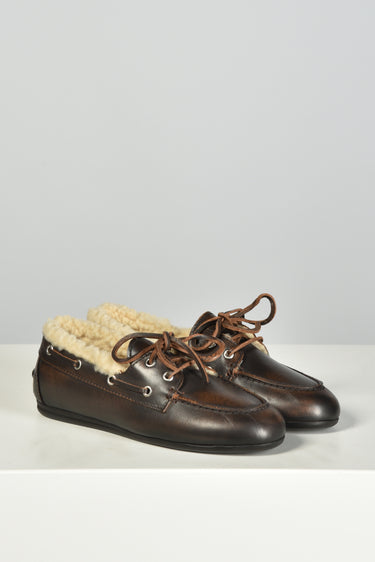 Posa loafer Boat Loafer Brushed - Fur leather PW30-205 coffee