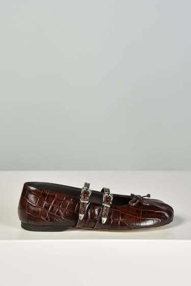 Posa ballerina flats Vita Western Croco PW226-201 dark brown