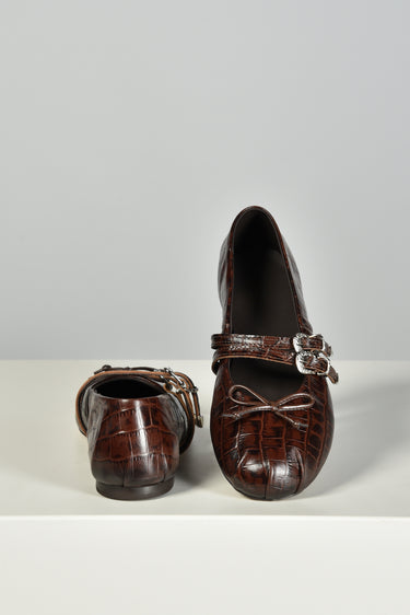 Posa ballerina flats Vita Western Croco PW226-201 dark brown